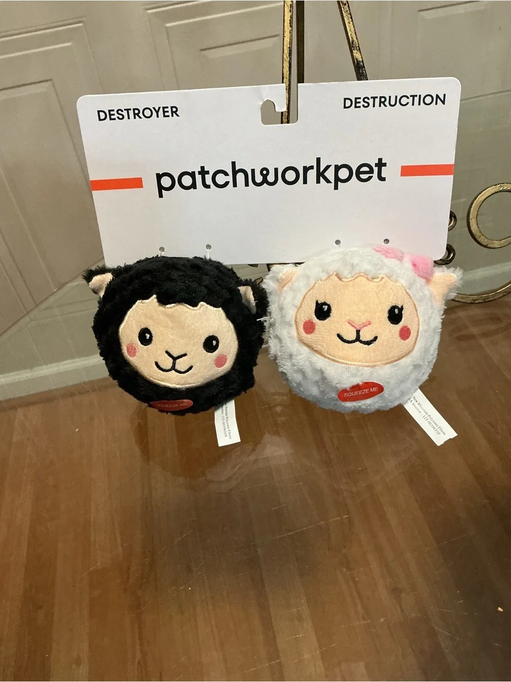 Brand New Patchwork~  Set Of 2  Sheep’s   Ball Belly ’ ~ Squeaky Dog Toy